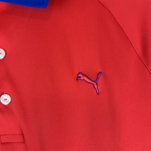 Puma Polo Shirt Mens Large Red Short Sleeve Golf Performance Dry Cell - Picture 4 of 13